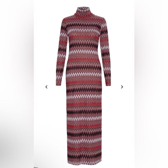 NWT Misa Los Angeles Liv Mock Neck Long Sleeve Dress Chevron knit Revolve S - Picture 1 of 11